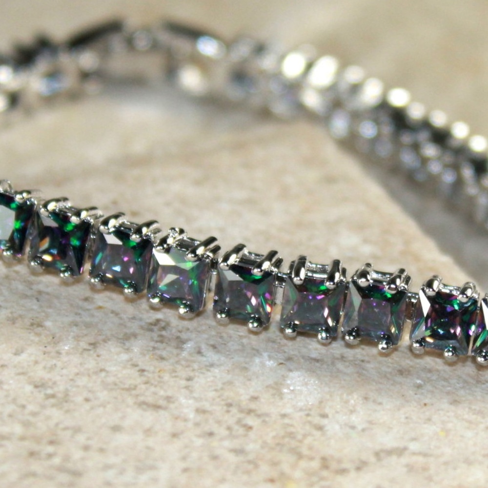 Mystic Rainbow Topaz Square Bracelet Girls Woman